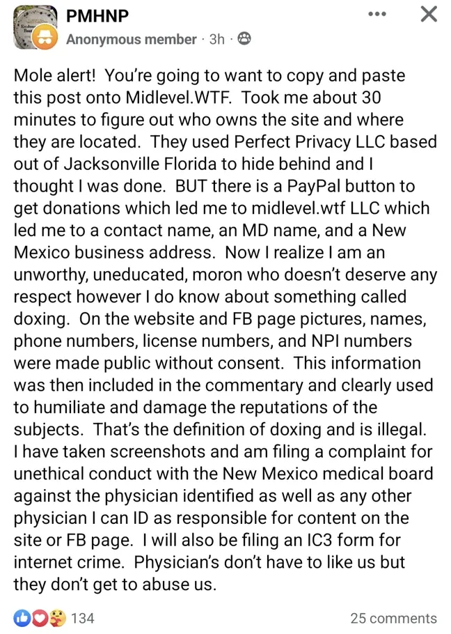 Insane PMHNP accuses us of being internet criminals